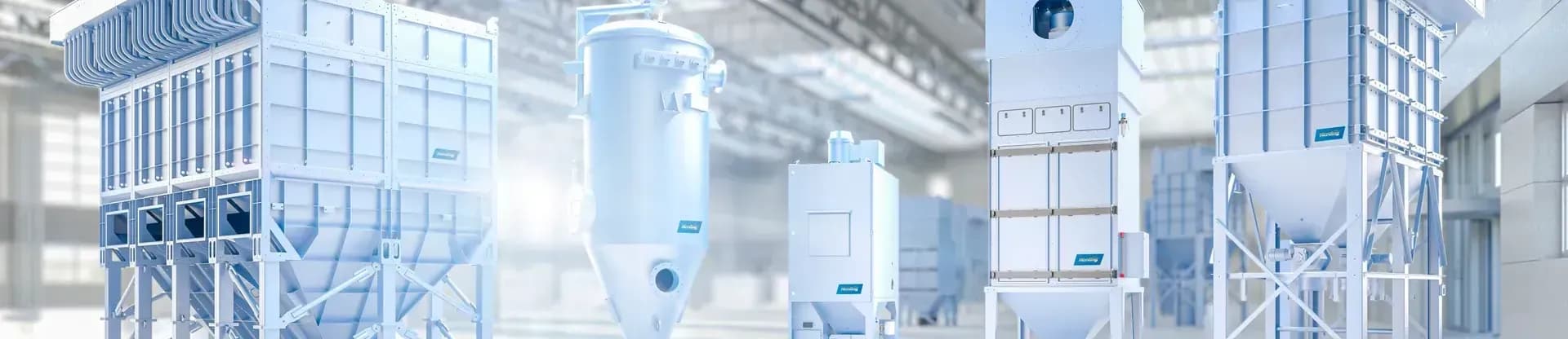Herding FLEX PRO Absauganlagen in einer hellen Produktionshalle